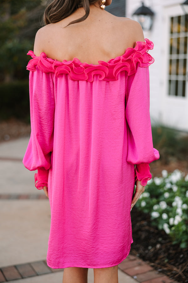 Can You Believe It Hot Pink Ruffled Dress