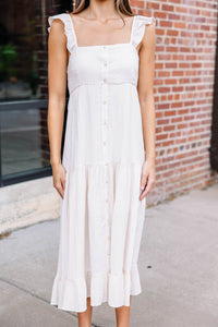 Take A Look Cream White Midi Dress