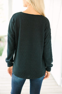 The Slouchy Black Cable Knit Top