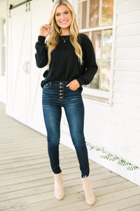 The Slouchy Black Cable Knit Top