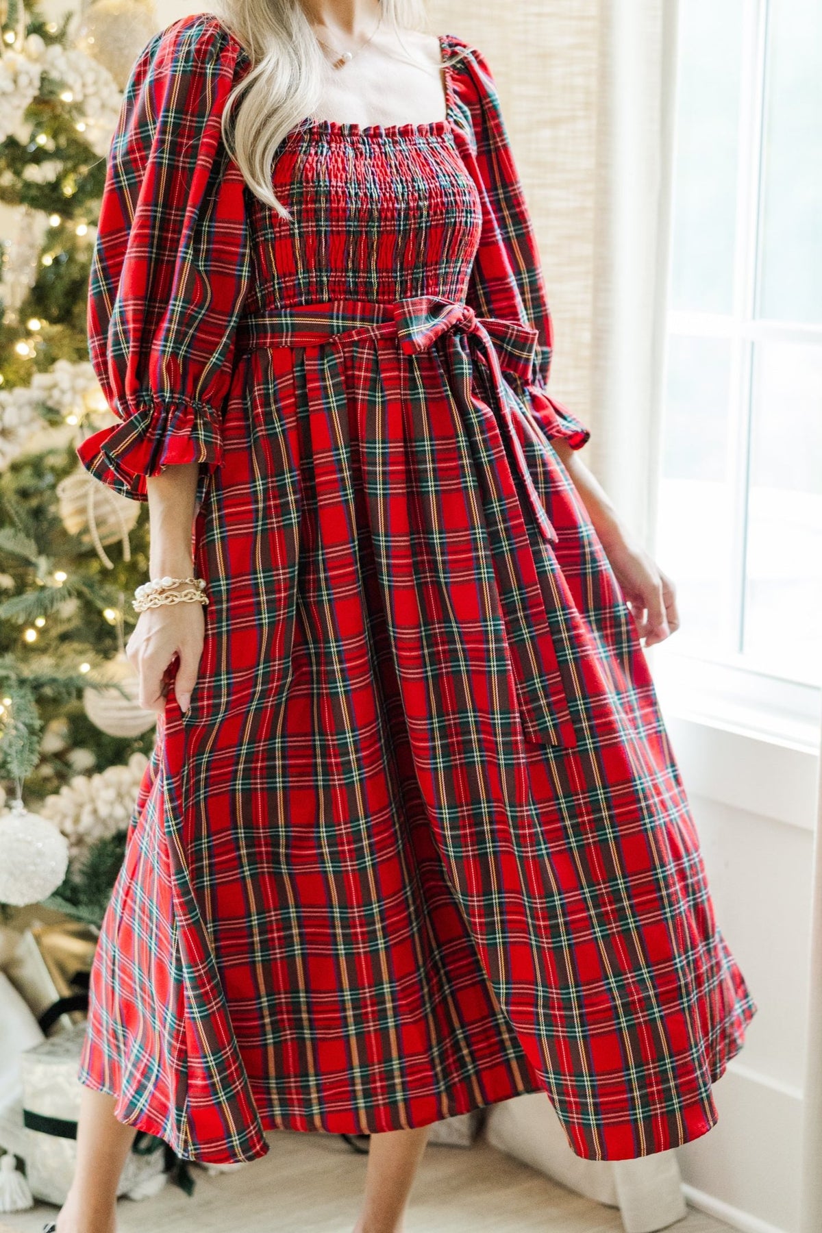 Plaid midi dress online