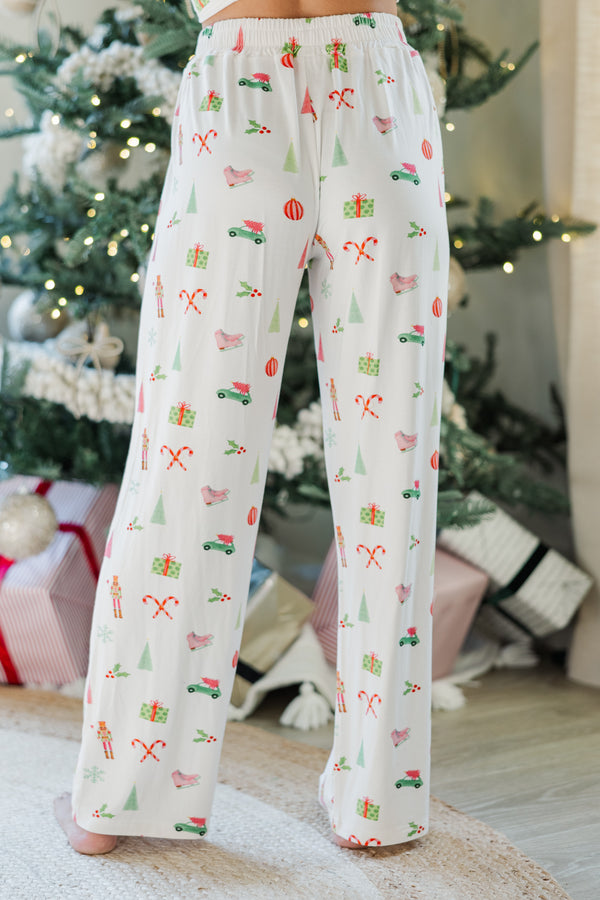 Dream Big White Holiday Print L/S Bamboo Pajama Set