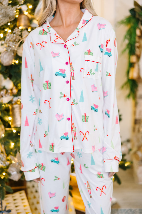Staying In White Holiday Print L/S Pajama Set – Shop the Mint