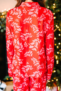 Staying In Red Floral L/S Pajama Set