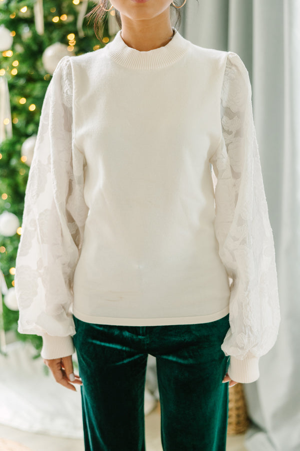 YOURS Plus Size White Lace Sleeve Bubble Hem T-Shirt