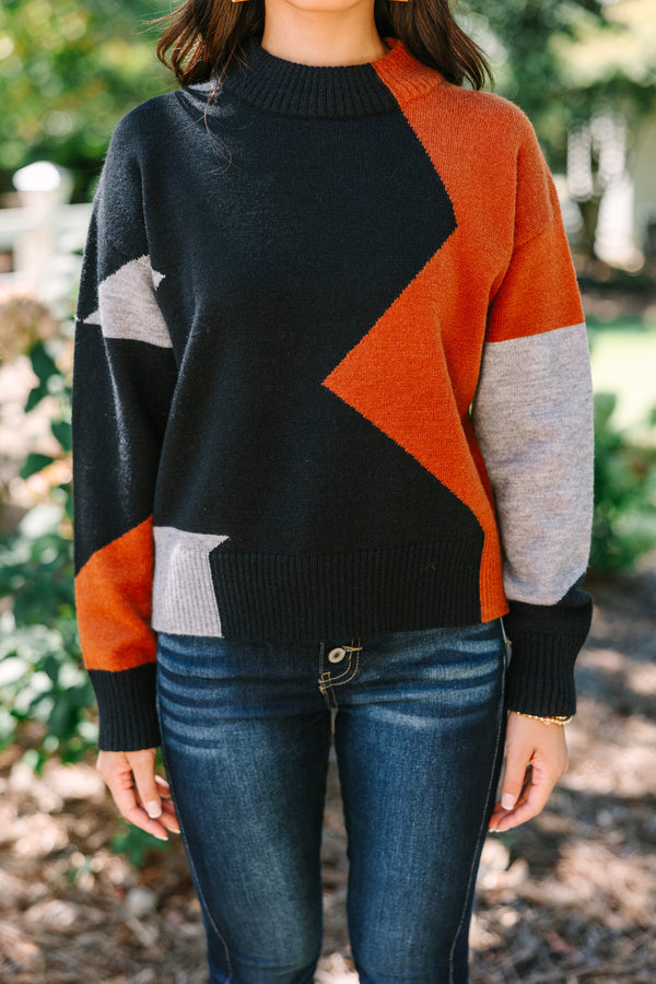 True To You Black Colorblock Sweater