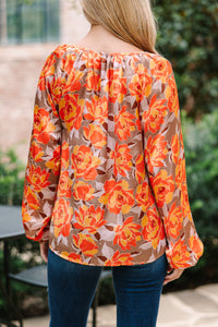 Before You Know It Taupe Floral Blouse