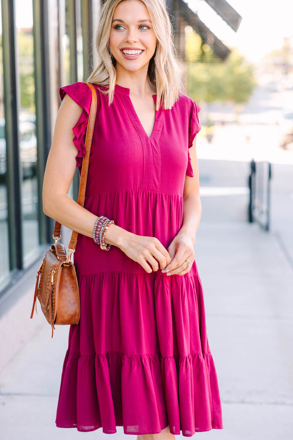 Make It Your Own Wine Red Tiered Dress