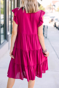 Make It Your Own Wine Red Tiered Dress