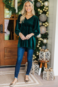 Put Yourself First Emerald Green Velvet Tunic