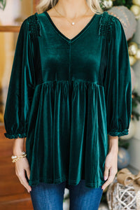 Put Yourself First Emerald Green Velvet Tunic