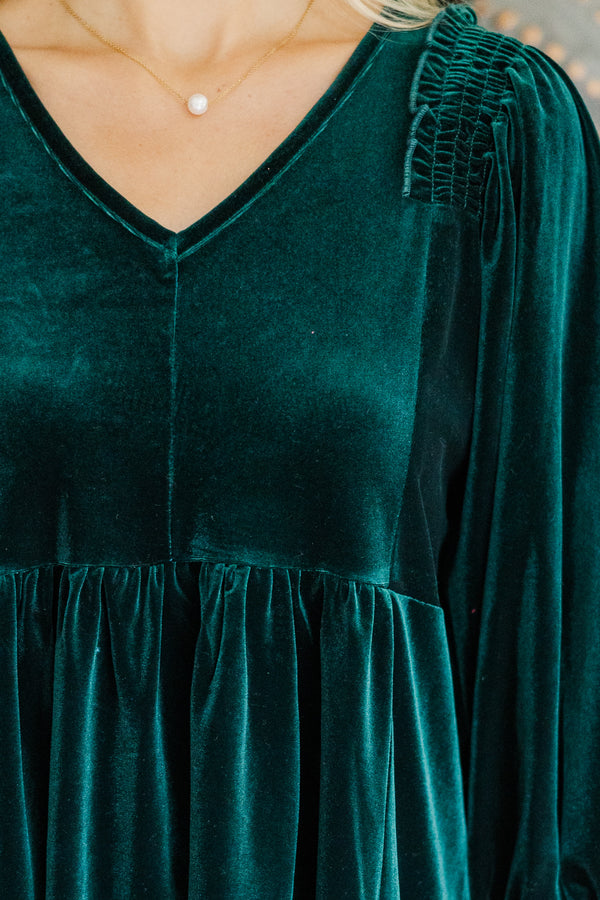 Put Yourself First Emerald Green Velvet Tunic