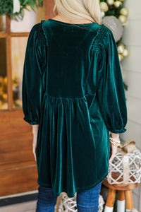 Put Yourself First Emerald Green Velvet Tunic