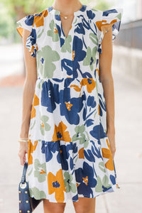 At This Time Olive Green Floral Dress