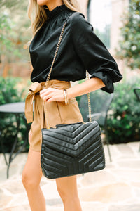 All Over Black Quilted Purse