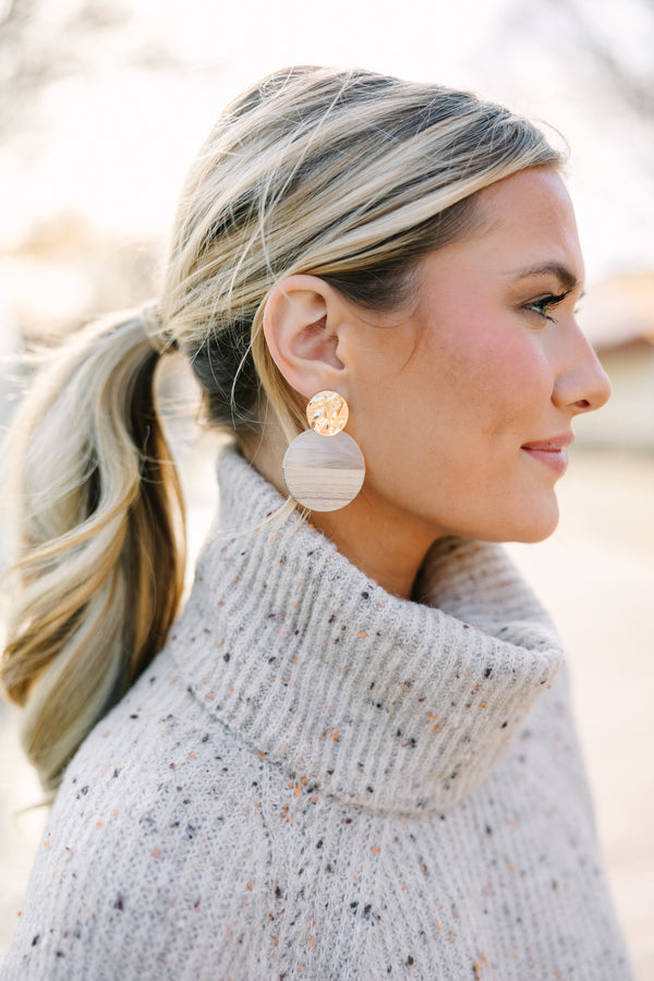 All The Answers Ivory White Geometric Round Earrings