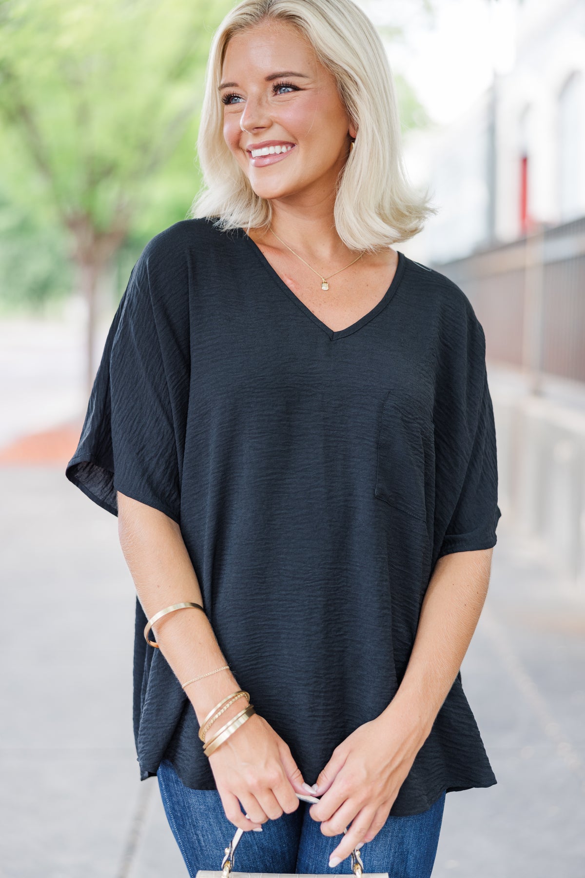 トップス ANDMARY Heart point tops black ANDMARY】Heart point tops
