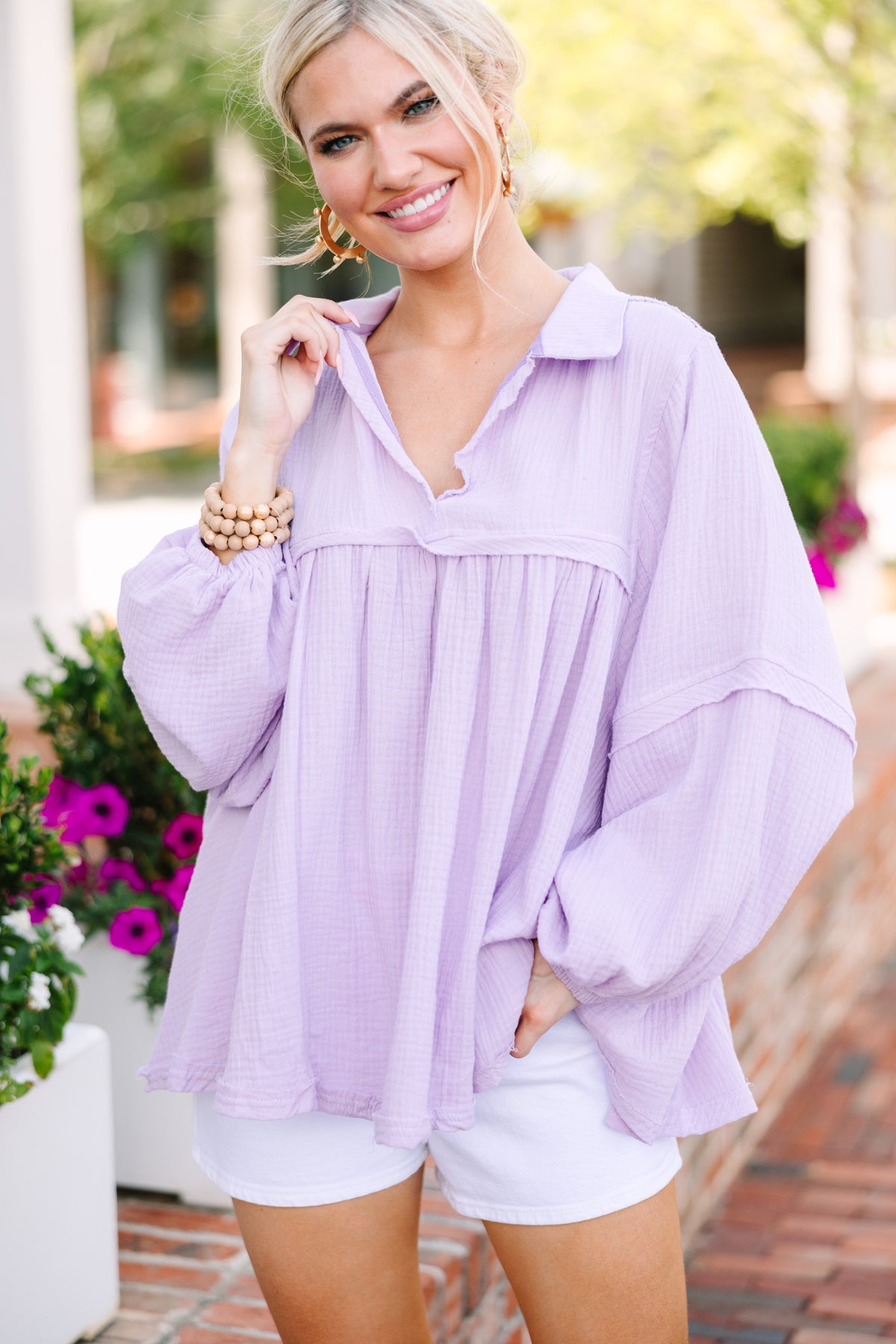 Love Life Lavender Purple Babydoll Top – Shop the Mint