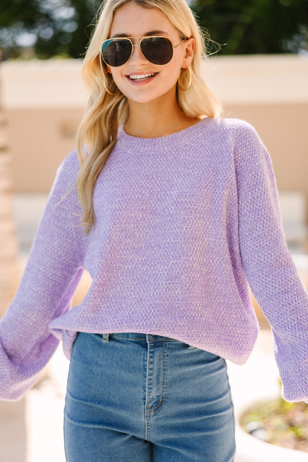 The Slouchy Lavender Purple Bubble Sleeve Sweater