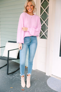The Slouchy Bubblegum Pink Bubble Sleeve Sweater
