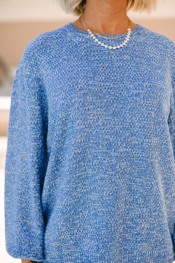 The Slouchy Royal Blue Bubble Sleeve Sweater – Shop the Mint