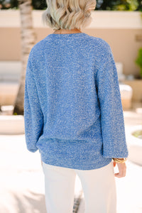 The Slouchy Royal Blue Bubble Sleeve Sweater