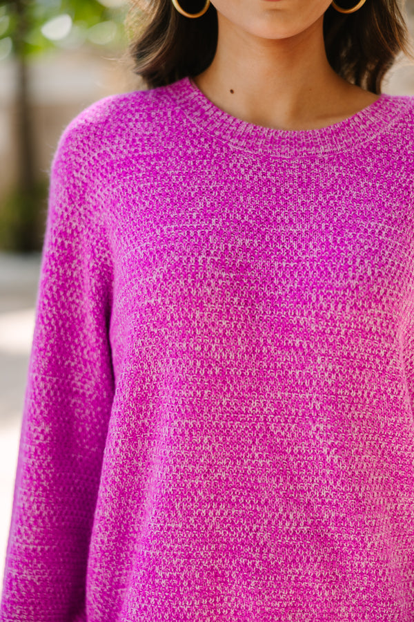 The Slouchy Orchid Purple Bubble Sleeve Sweater