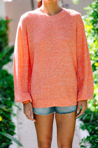 The Slouchy Coral Orange Bubble Sleeve Sweater