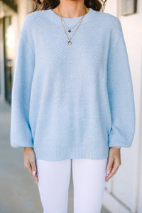 The Slouchy Light Blue Bubble Sleeve Sweater