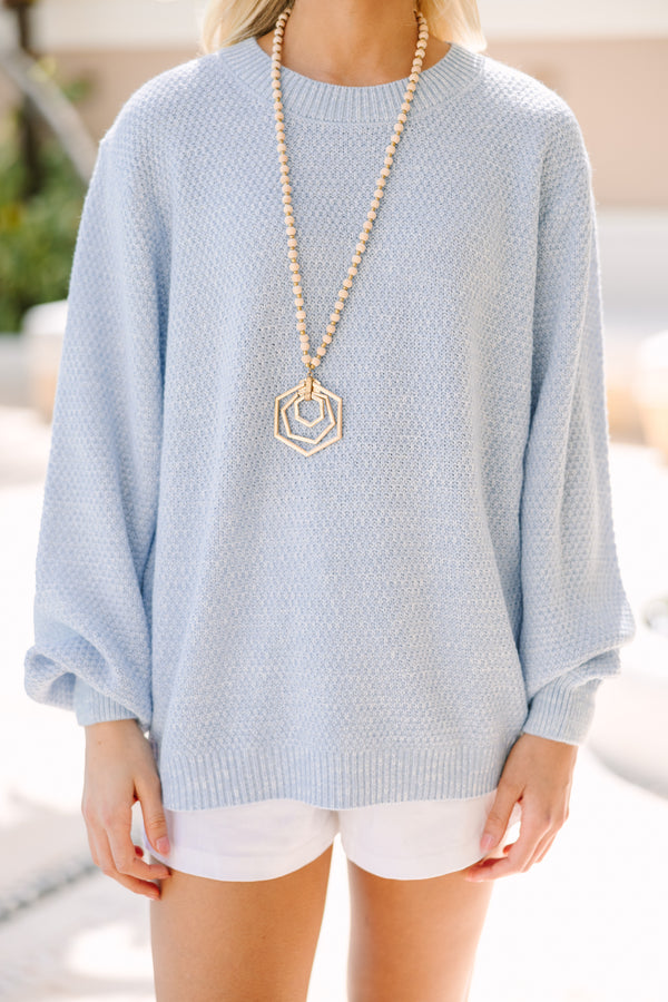 The Slouchy Light Blue Bubble Sleeve Sweater