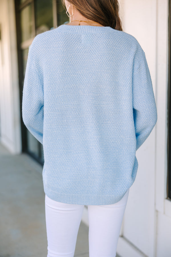 The Slouchy Light Blue Bubble Sleeve Sweater