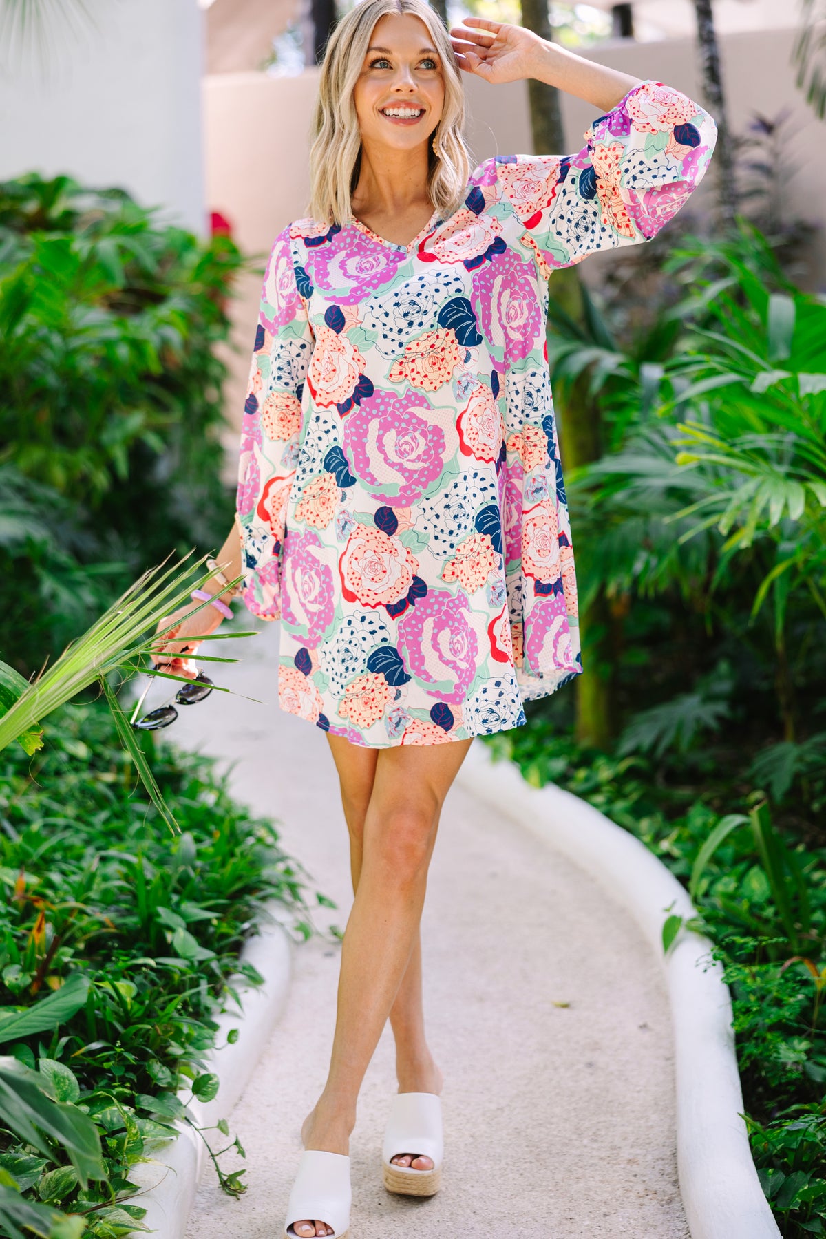 Clear Love White Floral Bubble Sleeve Dress – Shop the Mint