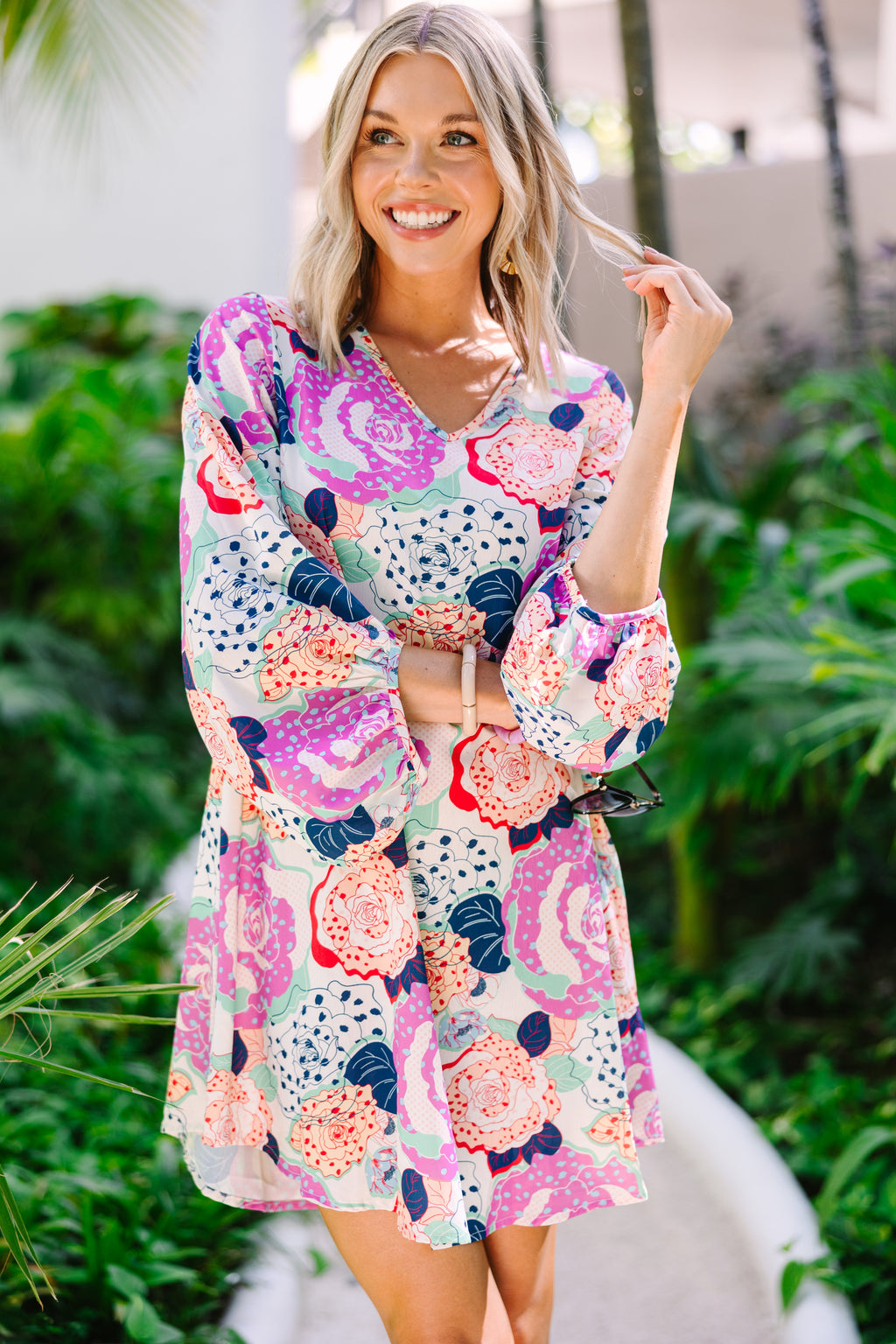 Clear Love White Floral Bubble Sleeve Dress – Shop the Mint