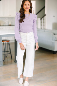 Reach Out Lavender Purple Ruffled Sweater