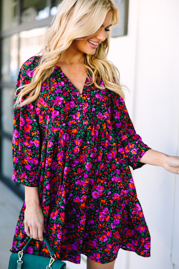 Can't Be Outdone Black Ditsy Floral Dress