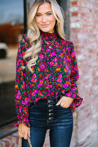 Make It Yours Black Ditsy Floral Blouse