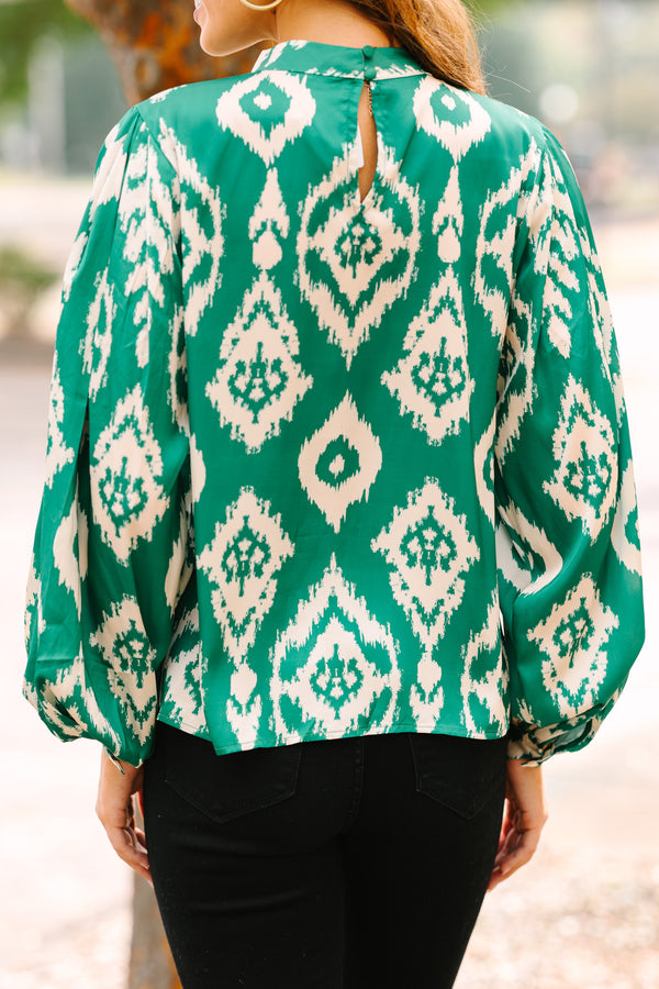 On My Mind Green Abstract Blouse