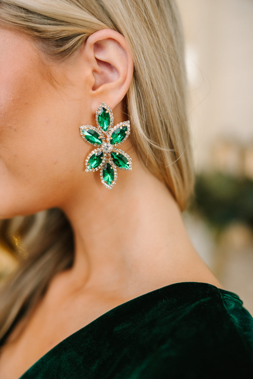Glenda Emerald Green Rhinestone Earrings Shop the Mint Glenda Emerald Green Rhinestone Earrings Shop the Mint