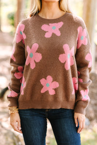 Feeling Myself Brown Floral Sweater