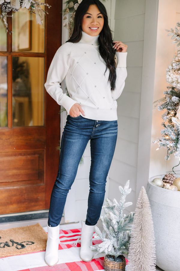 Who You Are Cream White Embellished Sweater