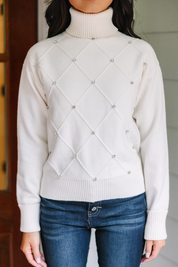 Who You Are Cream White Embellished Sweater – Shop the Mint
