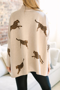 Quick Decisions Oatmeal Brown Cheetah Sweater