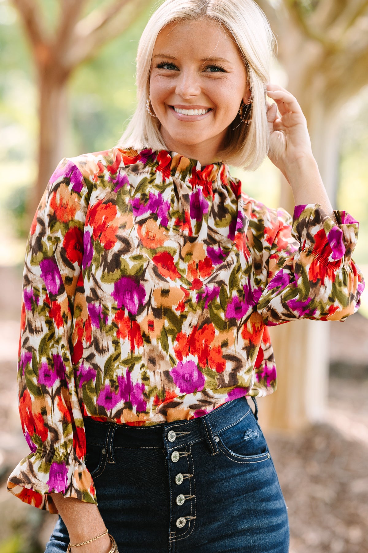 Beauty And Brains Spicy Orange Floral Blouse – Shop the Mint