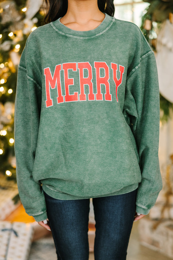 Merry Green Corded Graphic Sweatshirt
