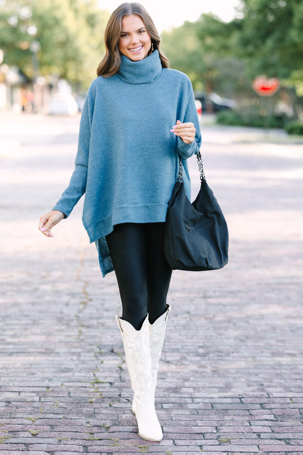 Feeling So Chipper Teal Green Cowl Neck Sweater – Shop the Mint