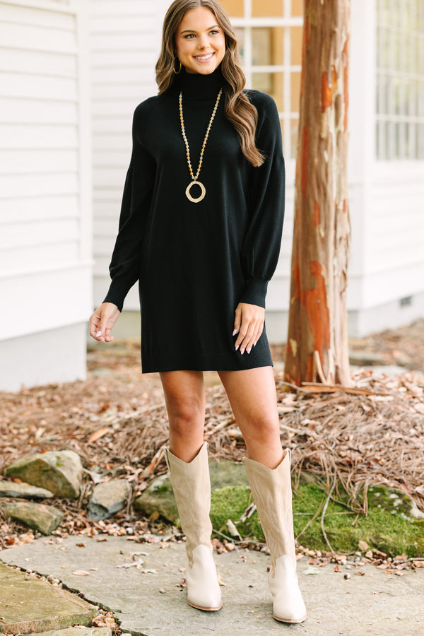 Wherever You Go Black Turtleneck Sweater Dress – Shop the Mint