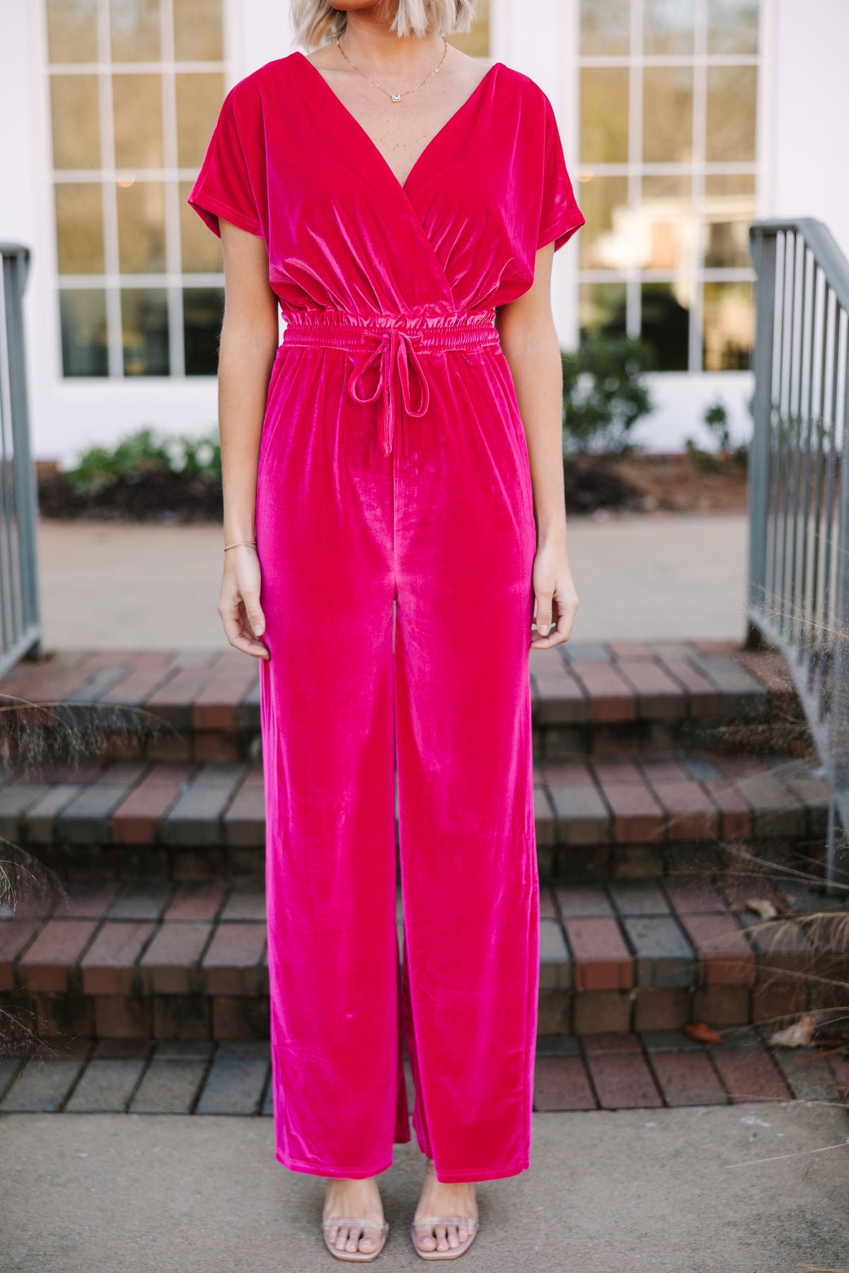 pink velvet holiday dress Brigette Bow Velvet Mini Dress