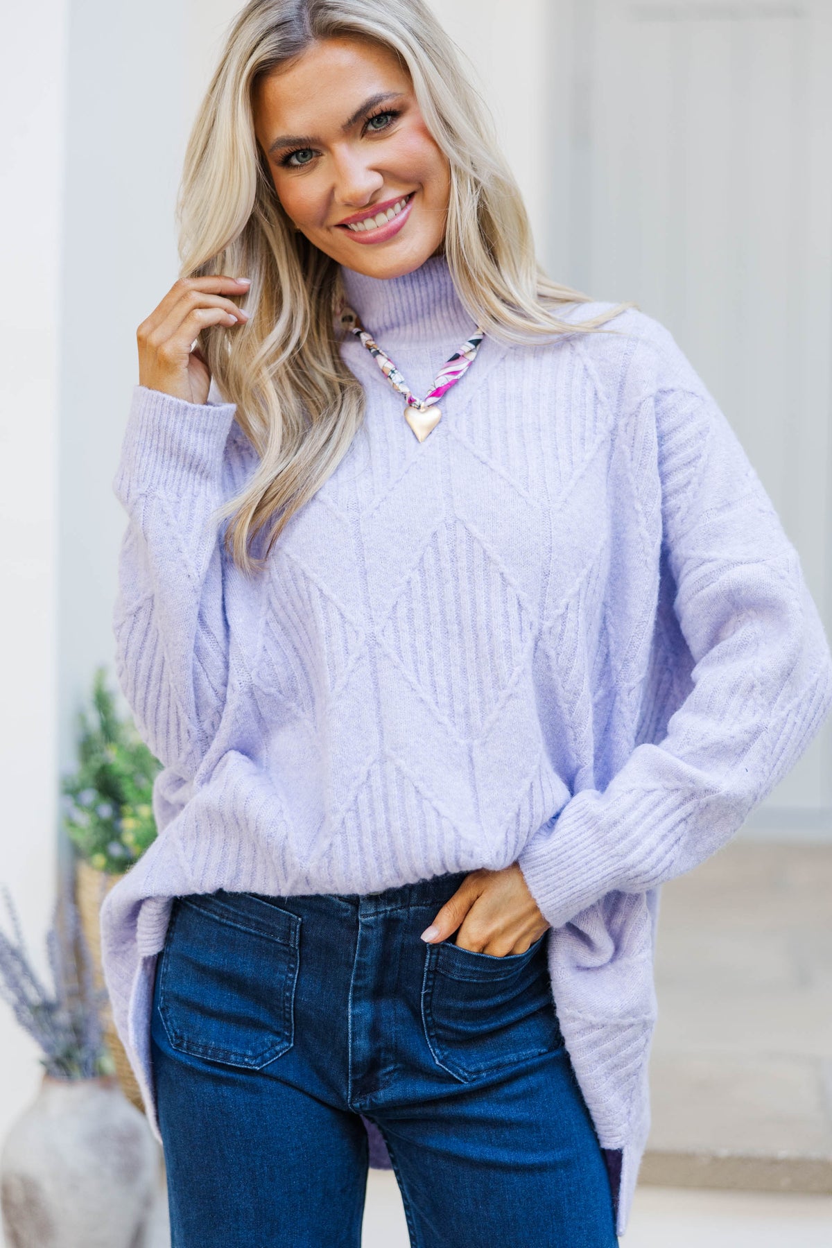 Pull LOFT - Couleur Lavande Clair Et Crème - Taille S - Coton 100% - Occasion En Très Bon état