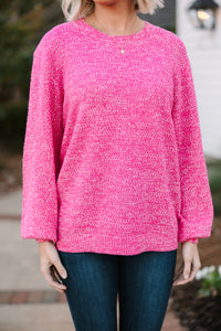 The Slouchy Fuchsia Pink Bubble Sleeve Sweater