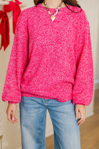 The Slouchy Fuchsia Pink Bubble Sleeve Sweater